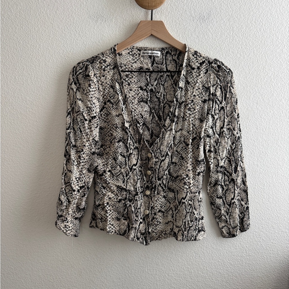 Reformation Jemma Snakeskin Top *FLAW*
